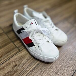 Tommy Hilfiger Lenzi White Striped Low Top Fashion Sneakers TWLENZI-R Womens 6M